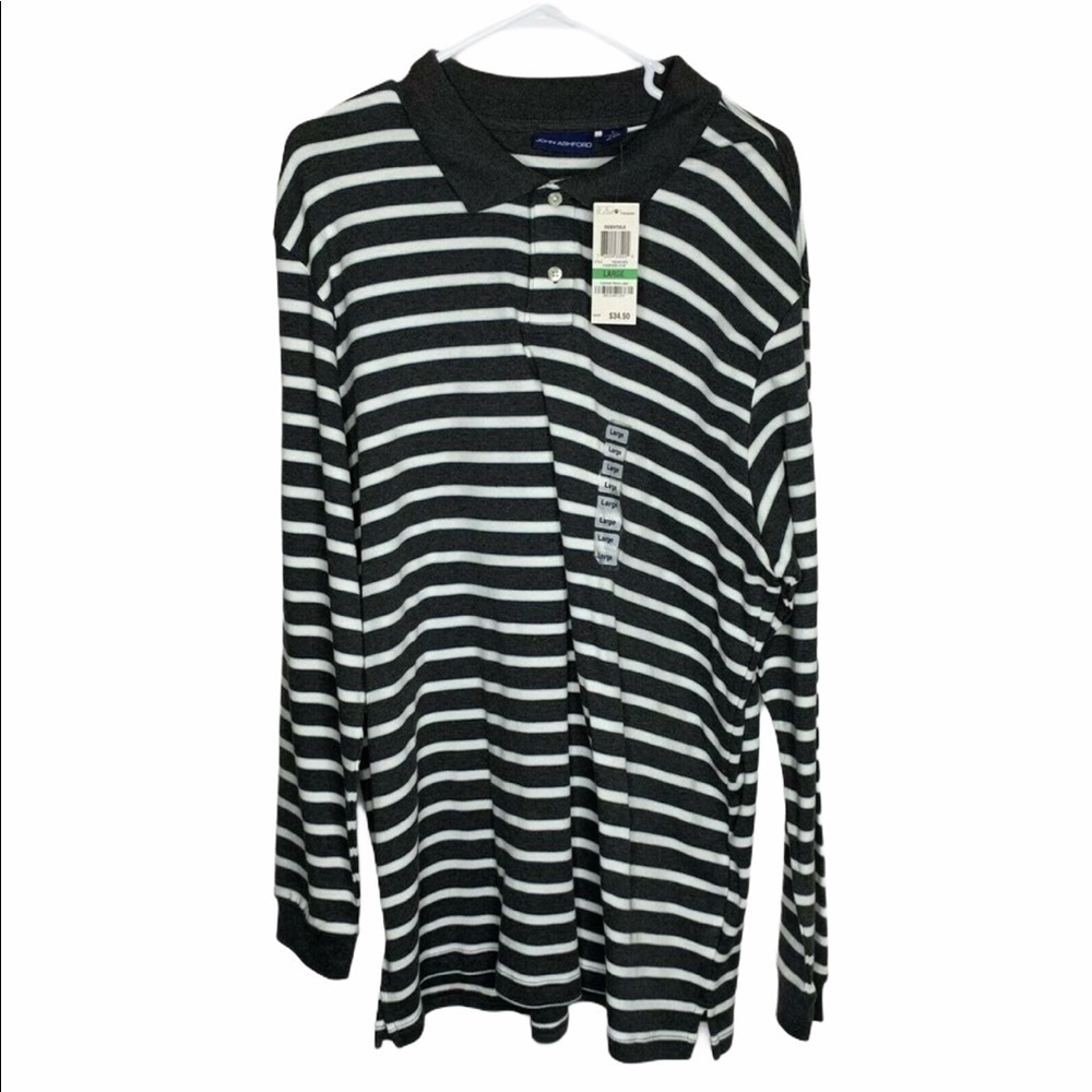 New John Ashford Mens Striped Shirt Size Large